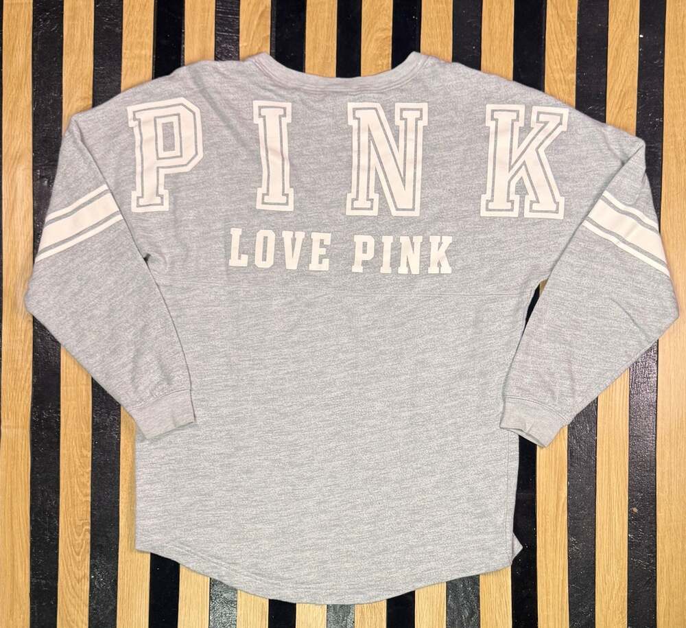 Victoria's Secret PINK Grey Campus Pullover Sweatshirt Size S